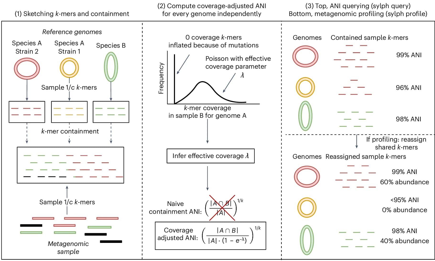 Open access visualization of Workflow, Line Plot, Metagenomes, Reference Genomes, Sketches