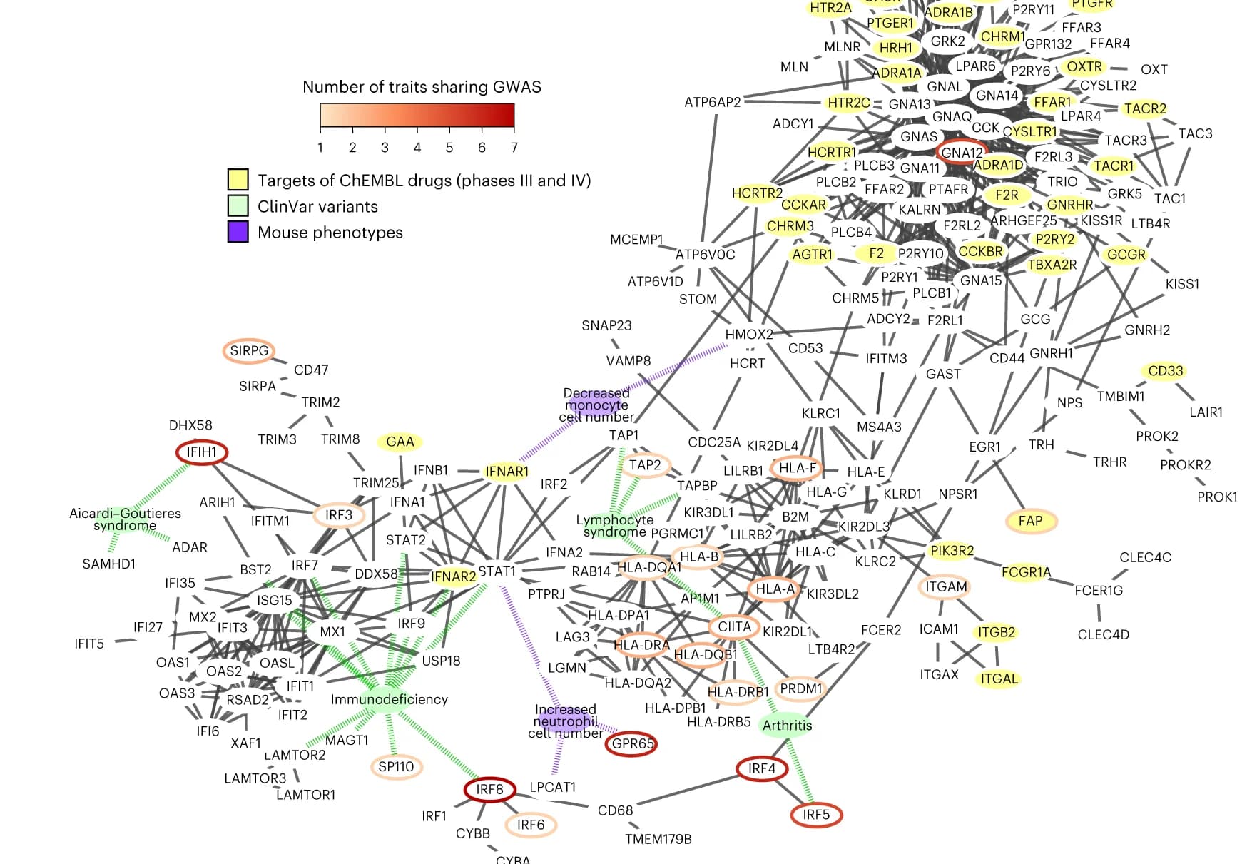 Open access visualization of Network, Pathway, Gene Modules, Type I Interferon Signaling, Phospholipase C-Activating GPCR Signaling