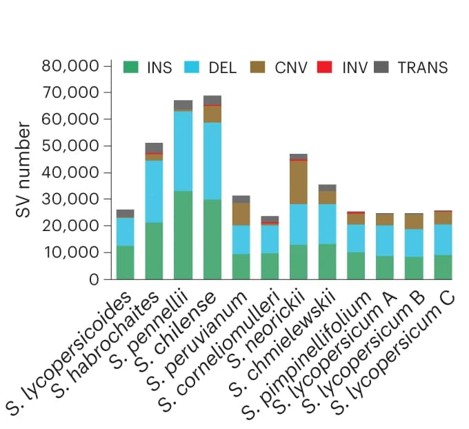 Open access visualization of Stacked Bar Plot, Structural variants, Genome, Reference genome