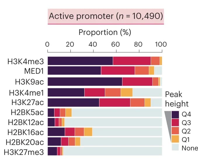 Open access visualization of Stacked Bar Plot, Chromatin, Active Promoters, mESCs, RNA-seq