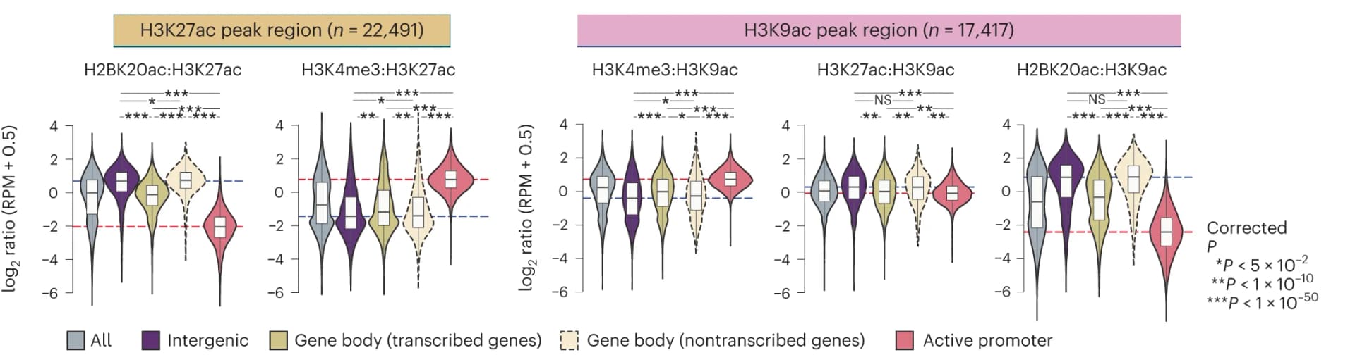 Open access visualization of Violin Plot, Box Plot, ChIP-seq, Histone Marks, H3K27ac