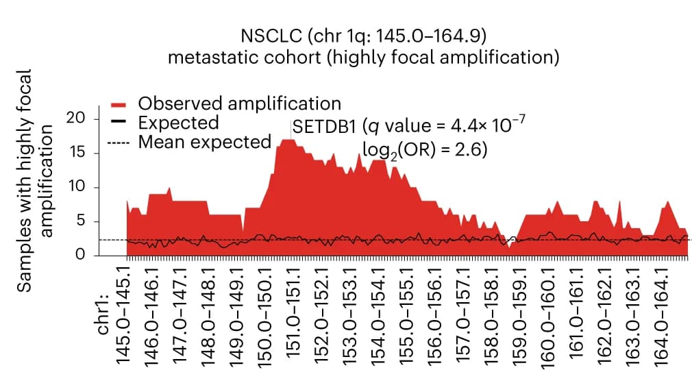 Open access visualization of Line Plot, Distribution, CN amplification, SETDB1 gene, Chromosome 1