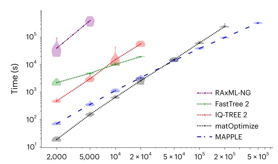 Open access visualization of Line Plot, Violin Plot, SARS-CoV-2 Datasets, Phylogenetic Inference, Computational Time