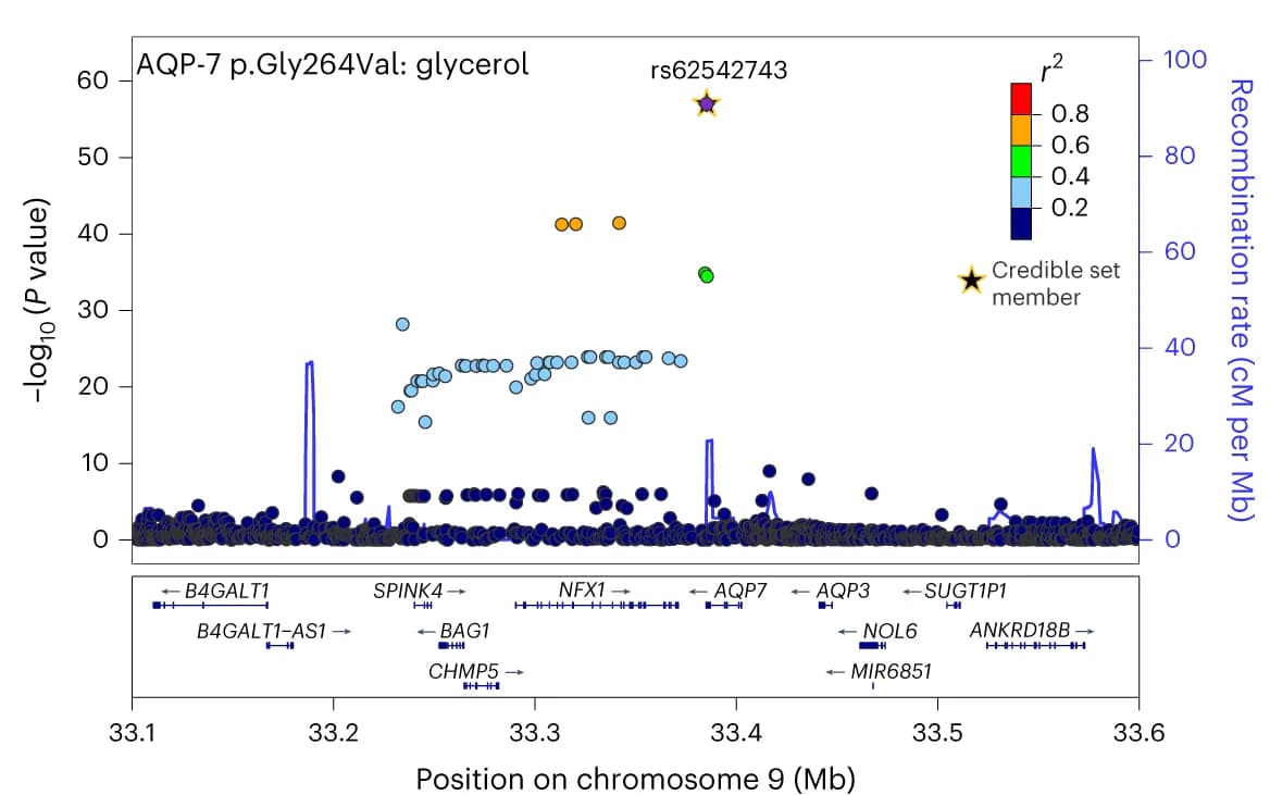 Open access visualization of Scatter Plot, Line Plot, Locuszoom Plot, GWAS, Urine Glycerol