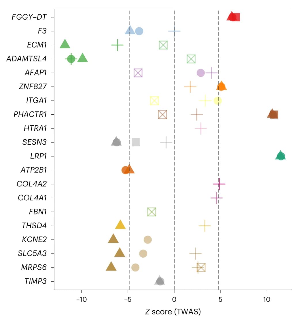 Open access visualization of Scatter Plot, SCAD TWAS, Z score, Prioritized gene, GWAS loci