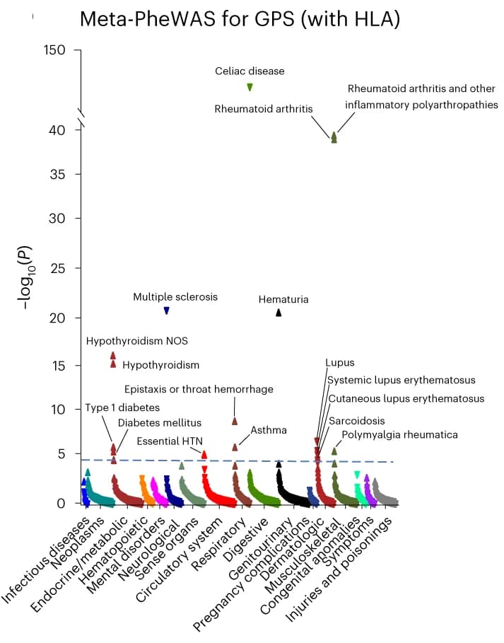 Open access visualization of Manhattan Plot, PheWAS, GPS, HLA region, Meta-analysis