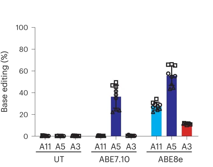 Open access visualization of Bar Plot, Error Bars, Electroporation, On-target edits, Bystander edits