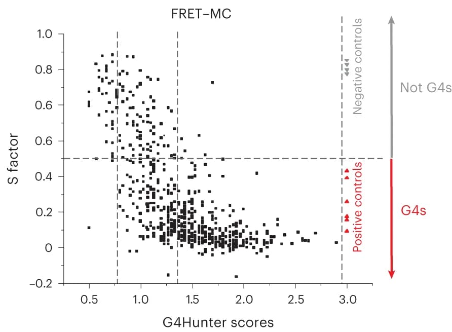 Open access visualization of Scatter Plot, FRETMC, G4 structures, Oligonucleotides, Controls