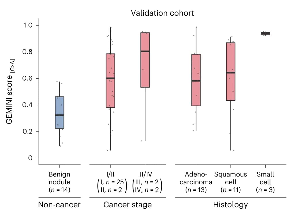 Open access visualization of Box Plot, Scatter Plot, GEMINI model, LUCAS cohort, Validation cohort