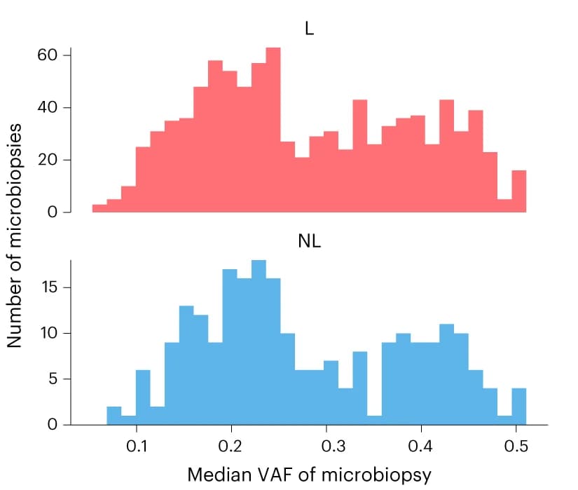 Open access visualization of Histogram, Variant Allele Fractions, Mutations, Microbiopsies, Lesional Skin