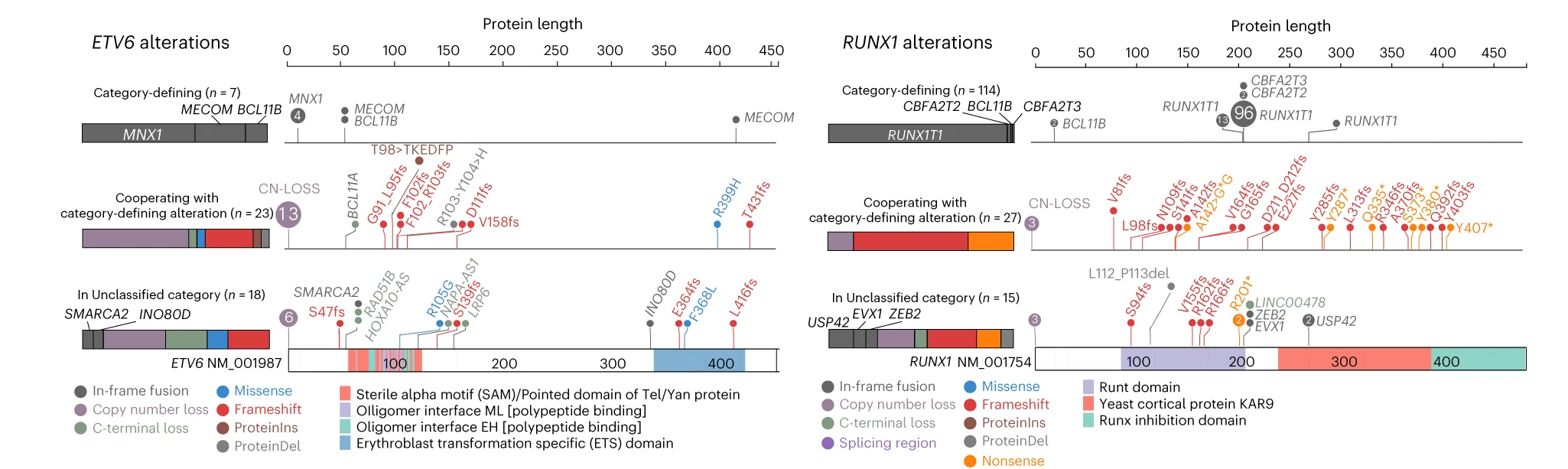 Open access visualization of Line Plot, Bar Plot, Scatter Plot, ETV6 Alteration, RUNX1 Alteration