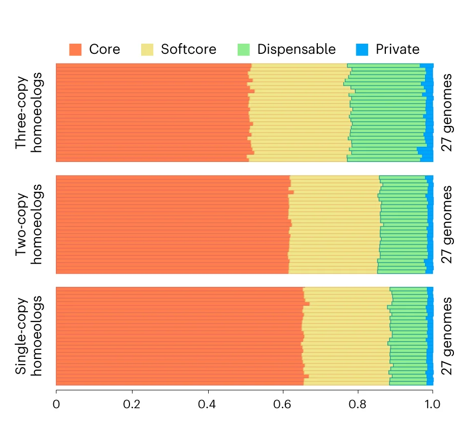 Open access visualization of Stacked Bar Plot, Synteny, Gene Families, Homoeologs, Brassica