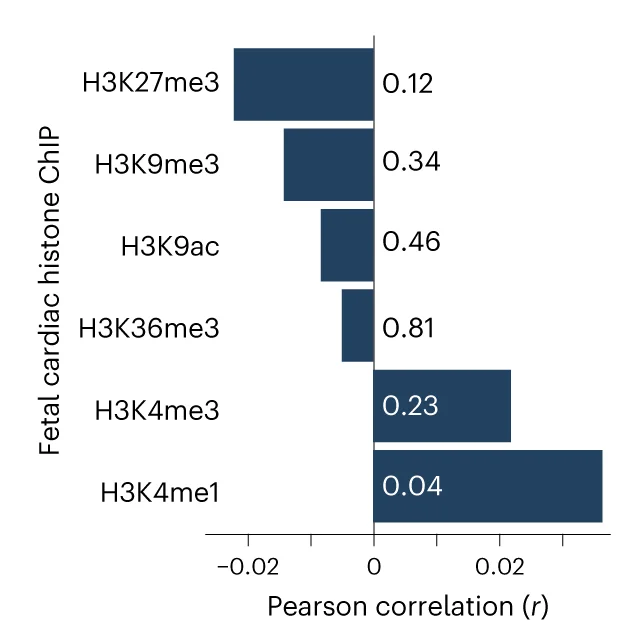 Open access visualization of Bar Plot, MPRA Activity, Genomic Annotations, Pearson P Values, Fetal Cardiac Histone Marks