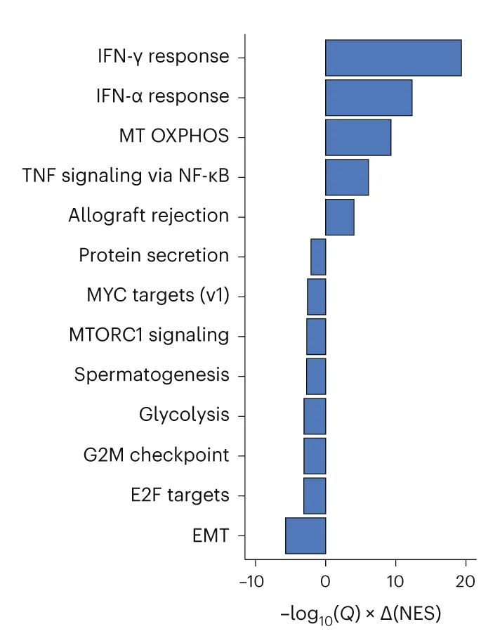 Open access visualization of Bar Plot, MSigDB Hallmarks Gene Sets, Tumors, Gene List, Correlation Coefficient