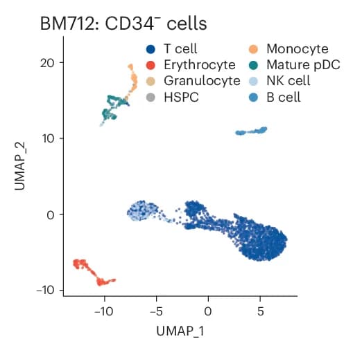 Open access visualization of Scatter Plot, UMAP, UMAP Plot, scRNA-seq, CD34- Cells