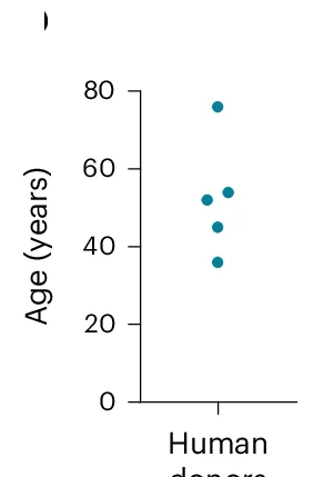 Open access visualization of Scatter Plot, Age Distribution, Human Donors, Epithelioids