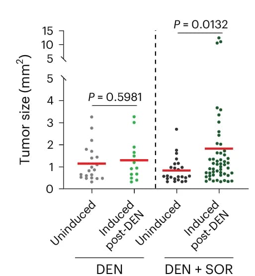 Open access visualization of Scatter Plot, Esophageal Tumors, Mann-Whitney Test