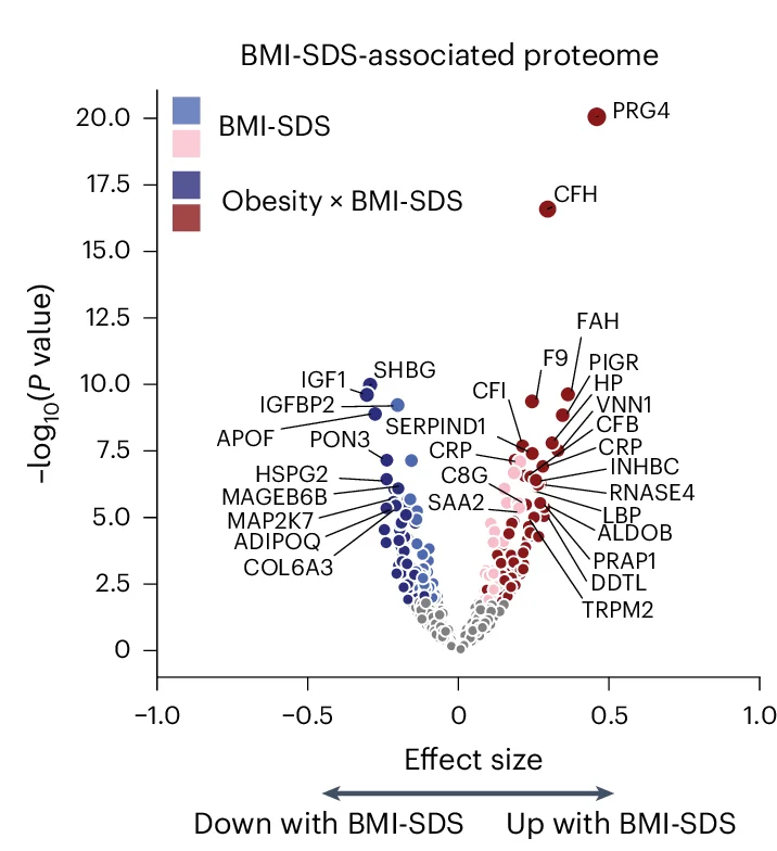 Open access visualization of Scatter Plot, Regression Plot, Volcano Plots, Proteins, BMI-SDS