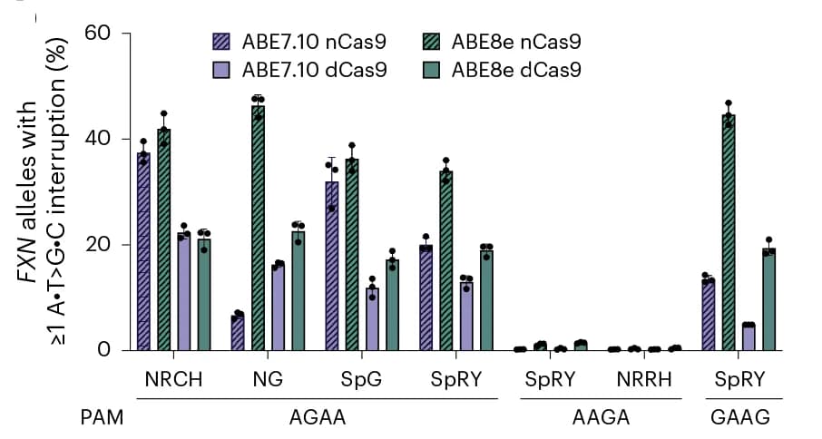 Open access visualization of Bar Plot, Error Bars, Clustered, Adenine Base Editing, HEK293T Cells