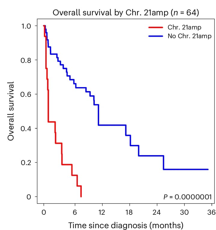 Open access visualization of Survival Curve, Line Step, Kaplan-Meier Analysis, BP-MPN, Chromosome 21amp