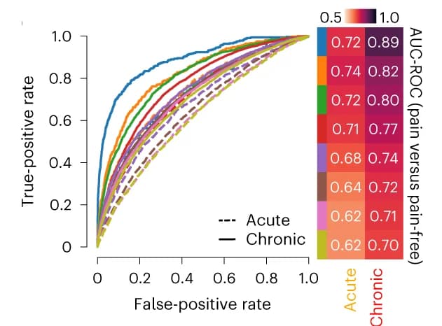 Open access visualization of Line Plot, Heatmap, Candidate Models, Pain Sites, AUC-ROC
