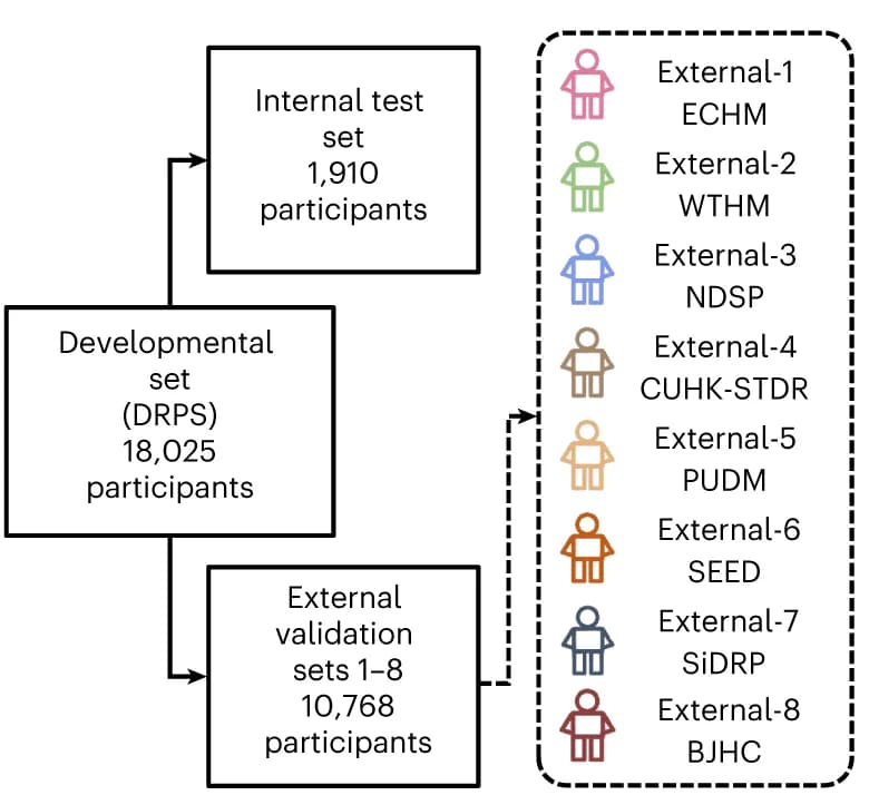 Open access visualization of Workflow, Flowchart, AI System, Developmental Dataset, Independent Cohorts