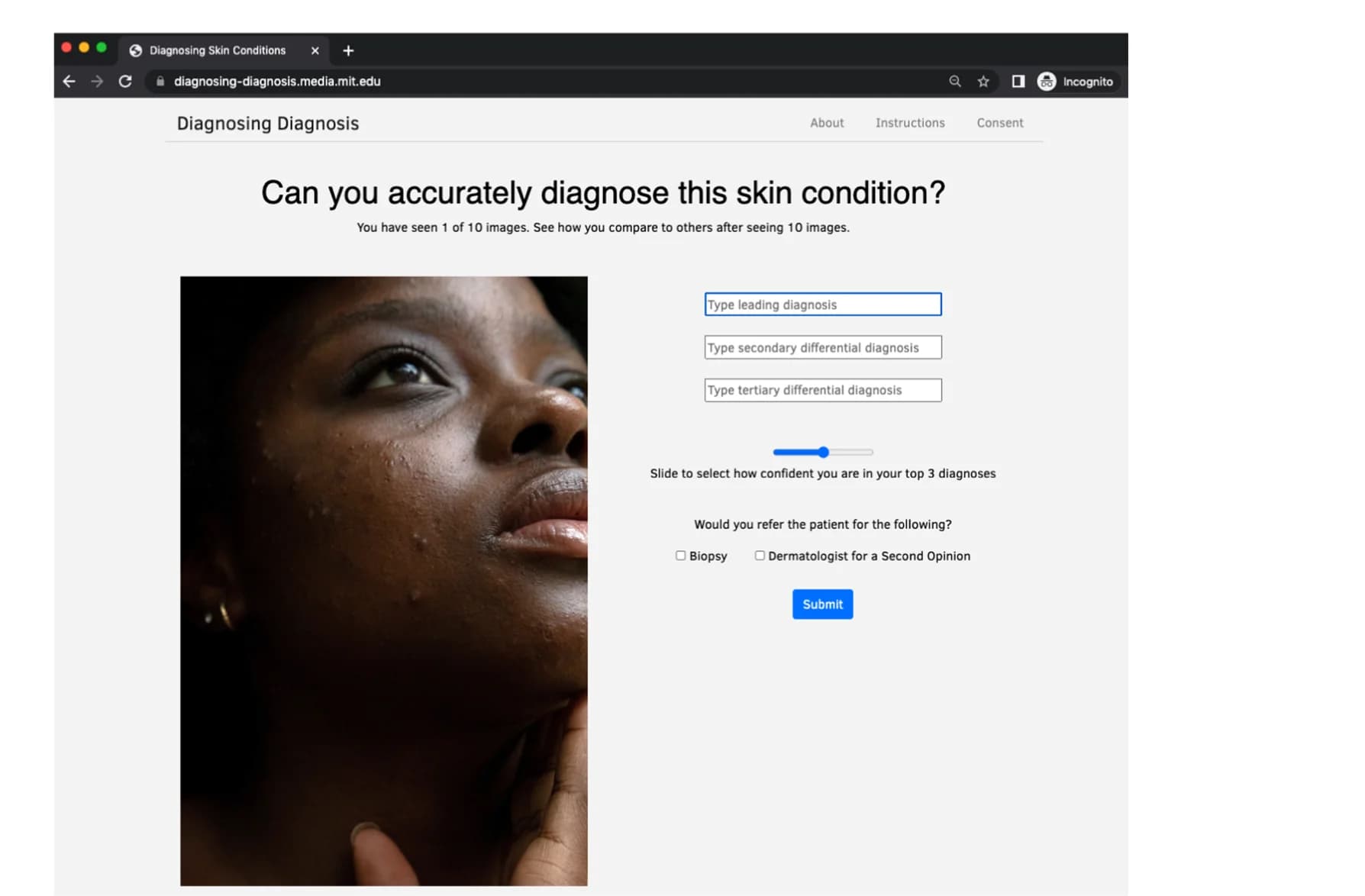 Open access visualization of Photo, User Interface, Image-Based Differential Diagnosis, Experiment