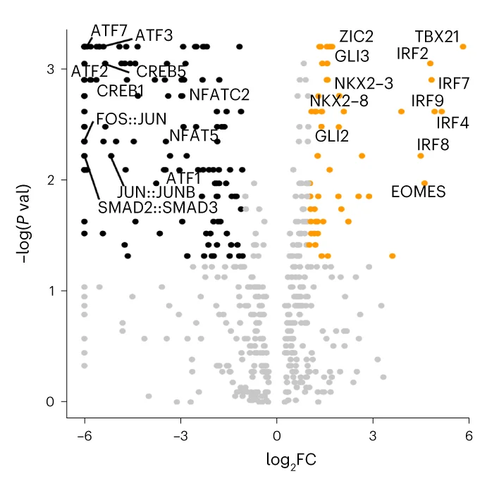 Open access visualization of Scatter Plot, Regression Plot, Volcano Plot, TF Activity Levels, NK Cells