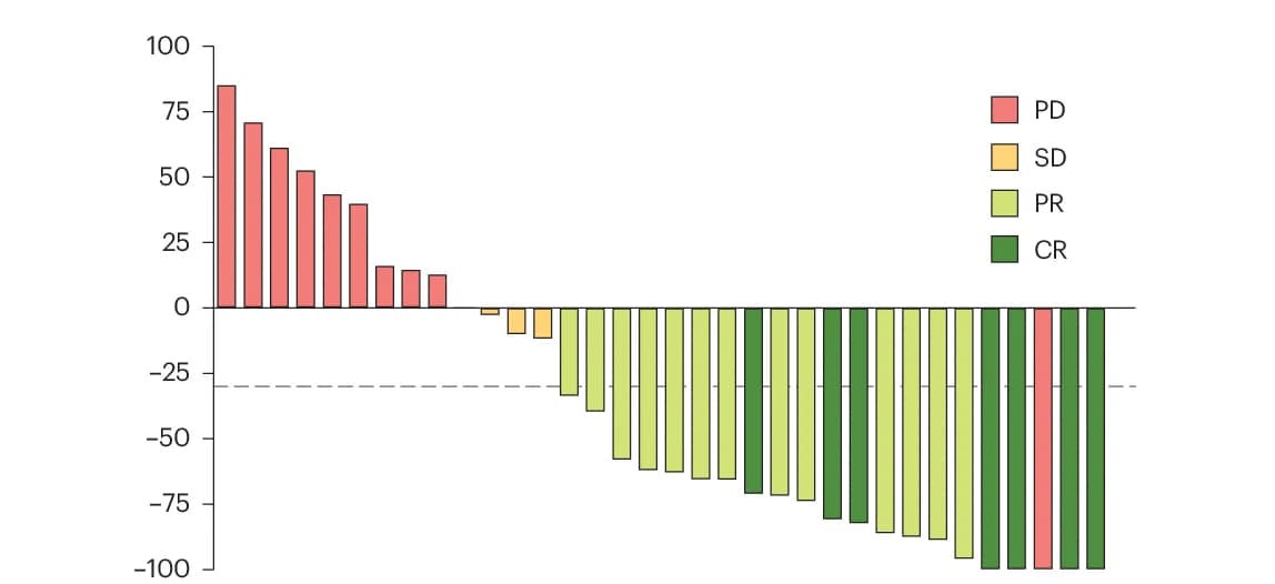 Open access visualization of Bar Plot, Waterfall Plot, Tumor Change
