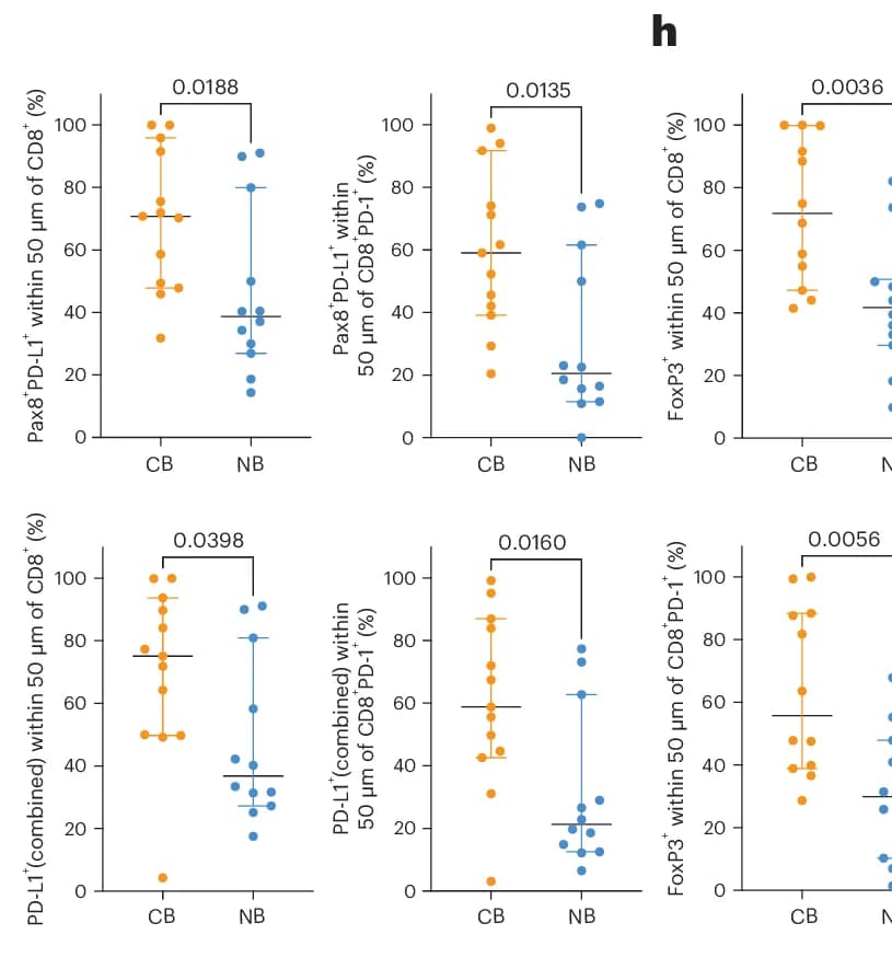 Open access visualization of Scatter Plot, Error Bars, CD8+ T Cells, PD-L1+ Tumor Cells, PD-L1+ Cells