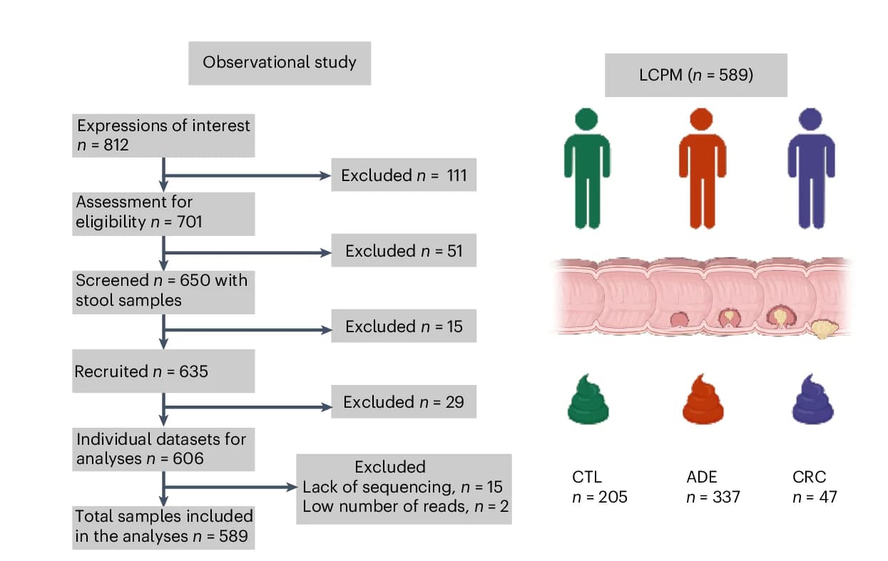 Open access visualization of Workflow, Illustration, STROBE Flowchart, Cohort Size, Colonic Lesions