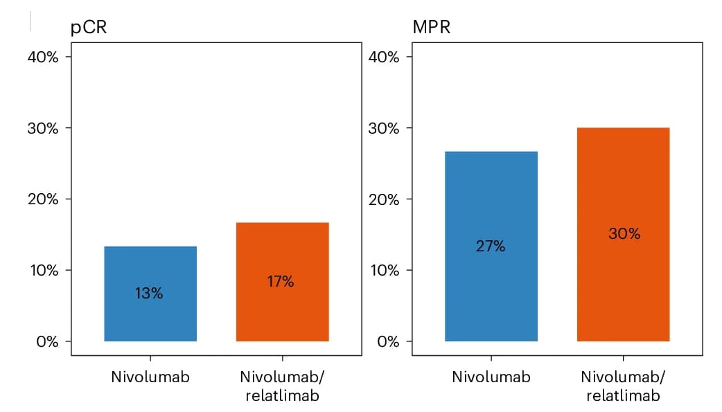 Open access visualization of Bar Plot, Pathological Response, Complete Pathological Response, MPR, Nivolumab