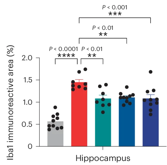 Open access visualization of Bar Plot, Scatter Plot, Error Bars, Immunohistochemistry, Iba1