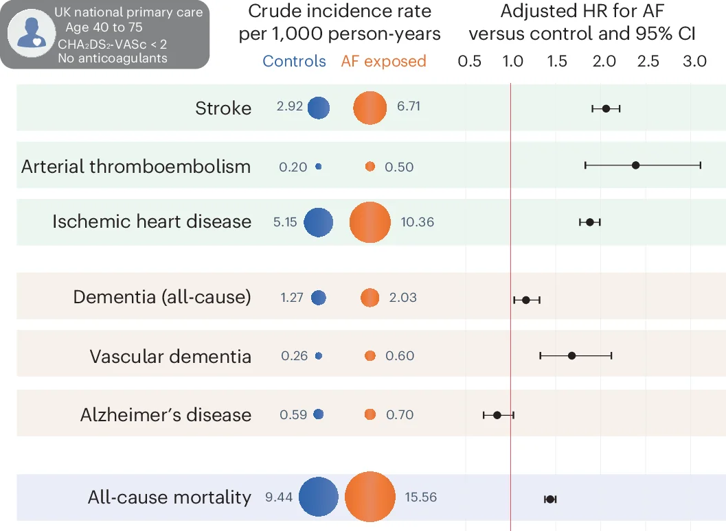 Open access visualization of Bubble Plot, Forest Plot, Clinical Outcomes, Atrial Fibrillation, Incidence Rate