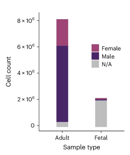 Open access visualization of Stacked Bar Plot, Donor Sex, Adult, Fetal, Proportions