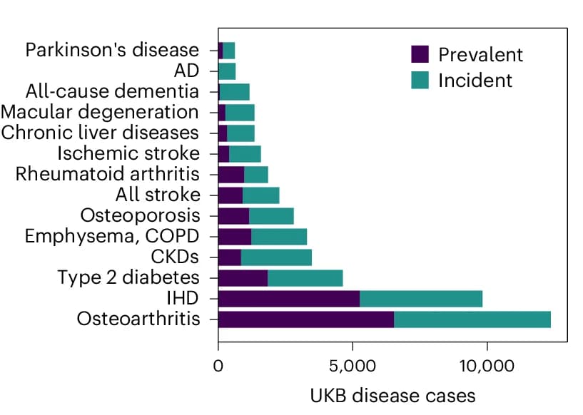 Open access visualization of Stacked Bar Plot, Bar Plot, Prevalent cases, Incident cases, Common diseases