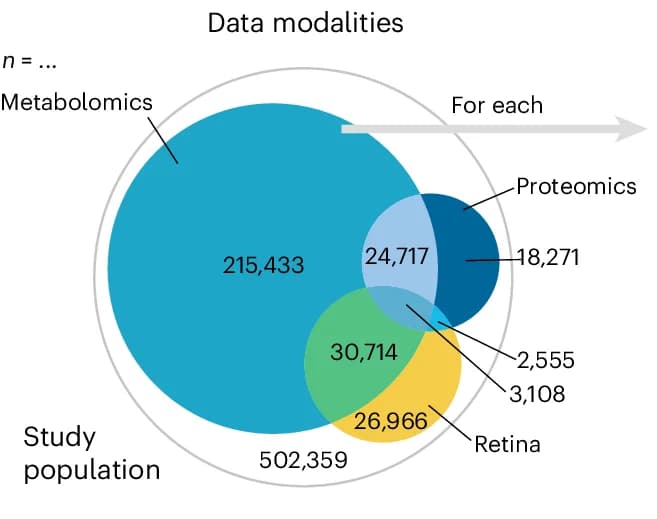 Open access visualization of Venn Diagram, UK Biobank, Participants, Genetic Data, Physical Measurement Data