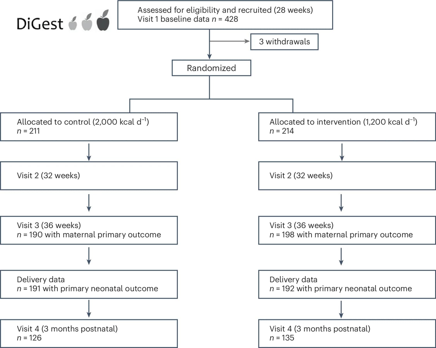 Open access visualization of Workflow, Flowchart, Randomized Trial, Baseline Measurements, Maternal Outcomes
