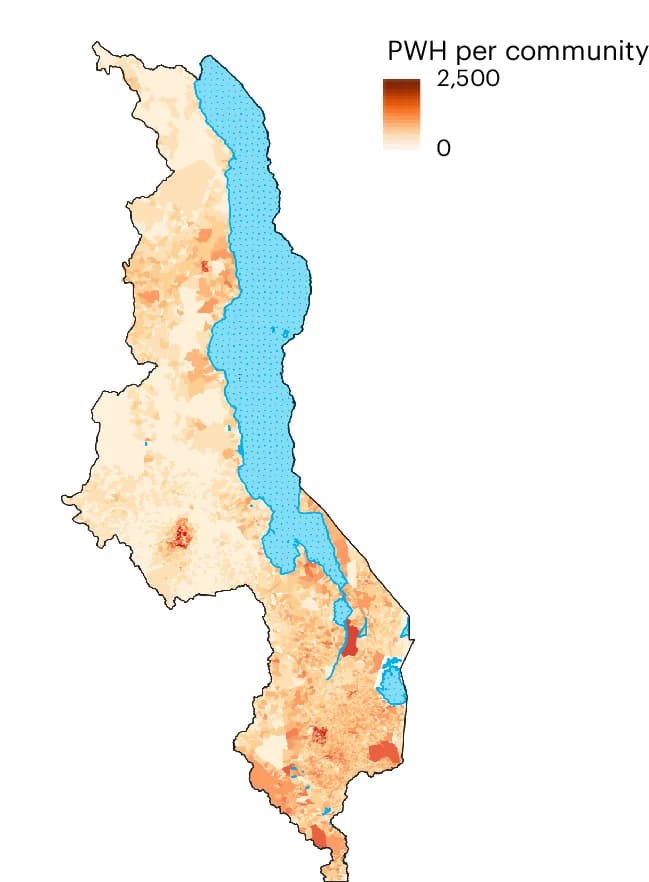 Open access visualization of Geo Map, Density Map, Infection, People Living with HIV, Communities