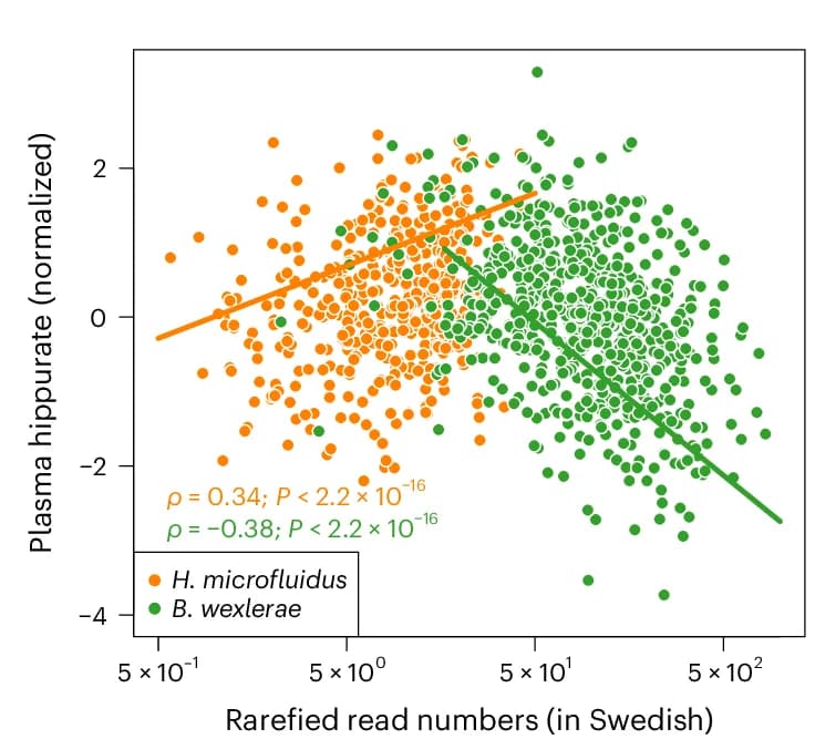 Open access visualization of Scatter Plot, Regression Plot, Dot Plot, Plasma Hippurate, H. microfluidus