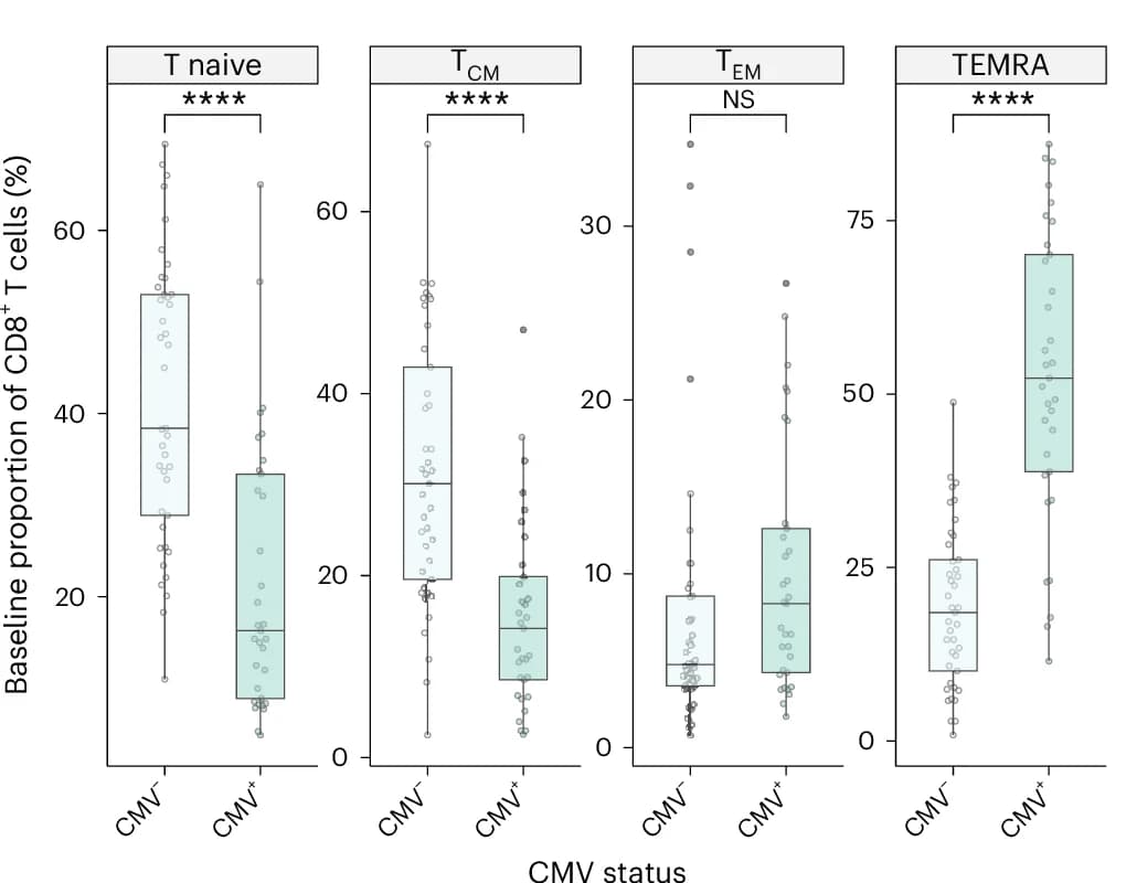 Open access visualization of Box Plot, Scatter Plot, CD8+ T Cells, T Naive Cells, T Central Memory Cells