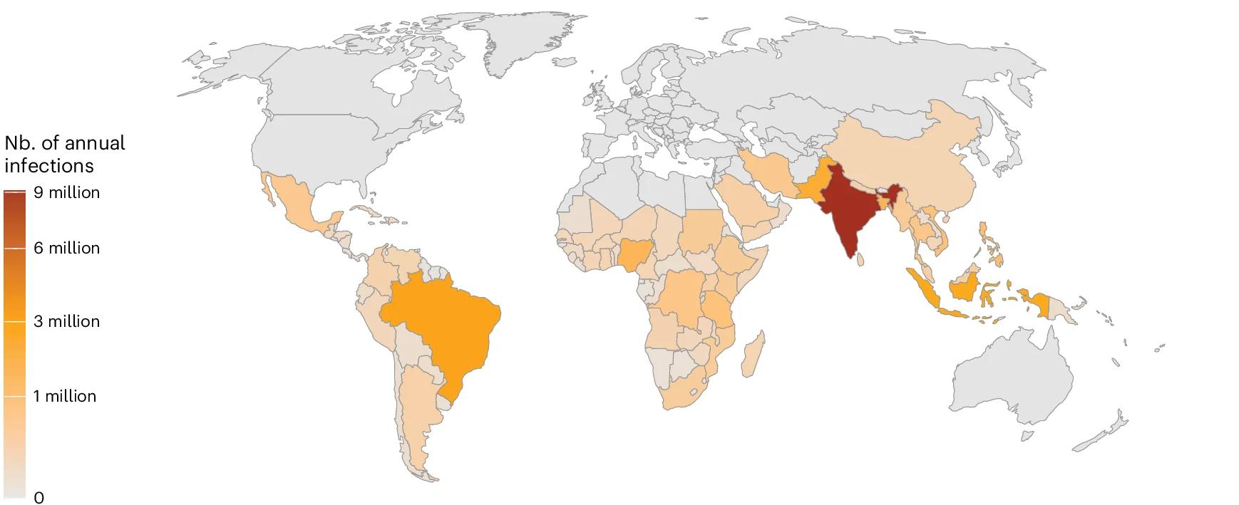 Open access visualization of Geo Map, Annual Infections, Country