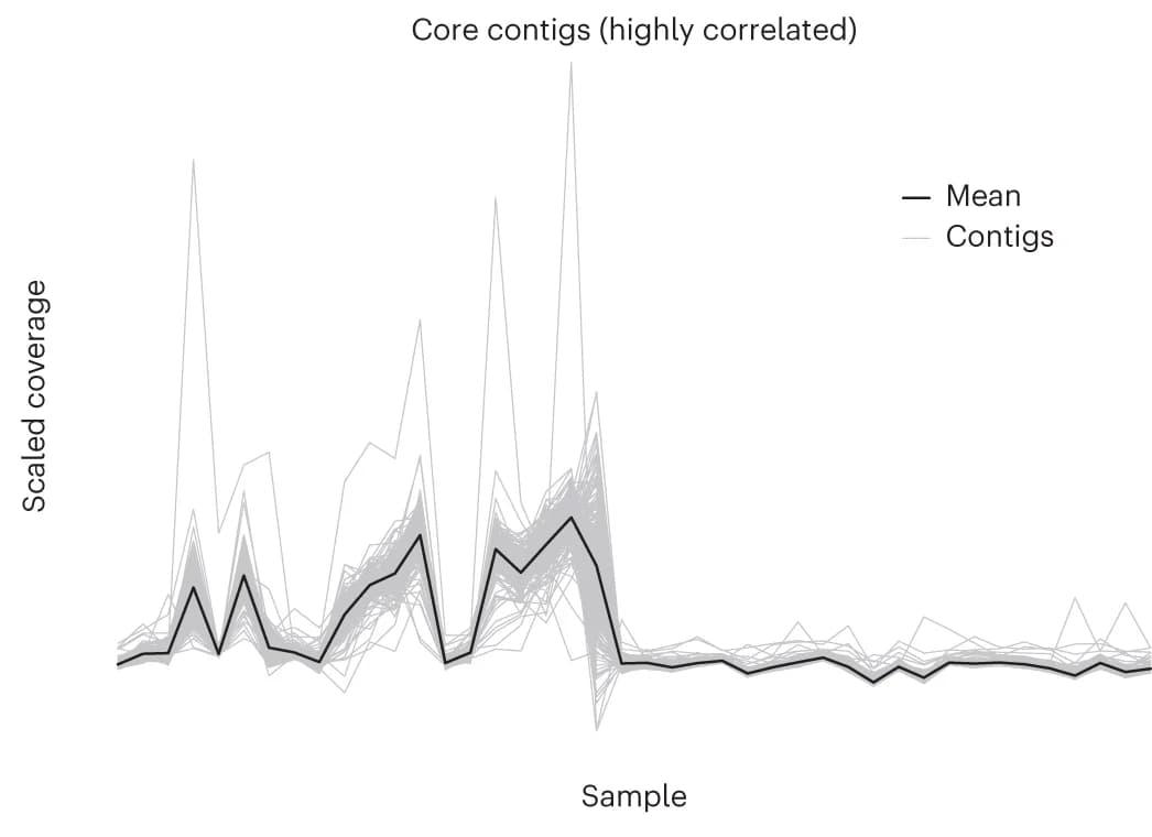 Open access visualization of Line Plot, Coverage Profile, Core Contigs, Noncontaminant Contigs
