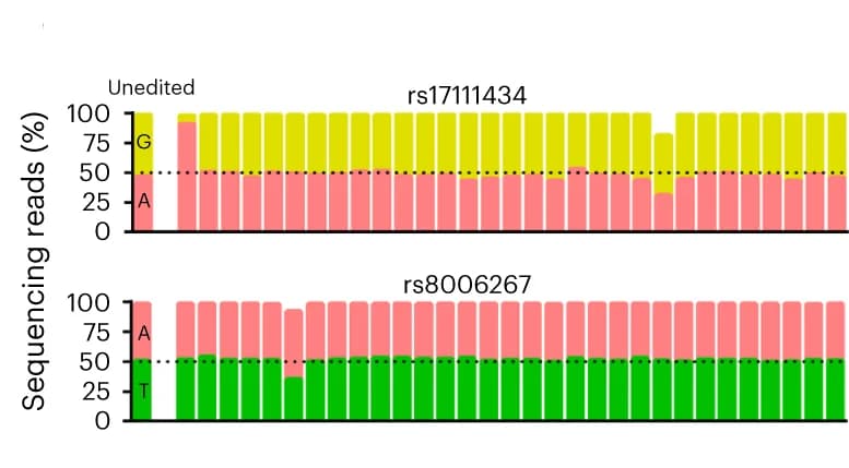 Open access visualization of Stacked Bar Plot, Genotypes, SNPs, Target Site, Cellular Clones