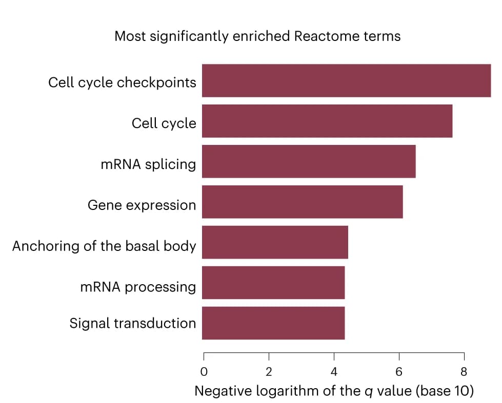 Open access visualization of Bar Plot, Reactome Pathway, Proteins, Hypergeometric Test, FDR
