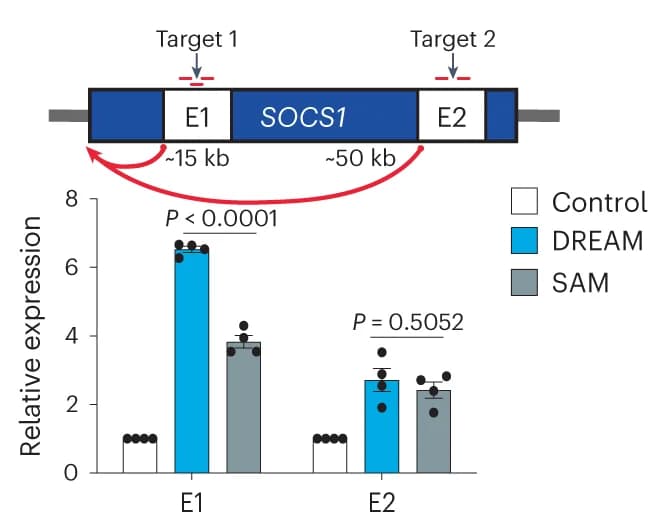 Open access visualization of Bar Plot, Error Bars, Clustered, CRISPR-DREAM, SAM System