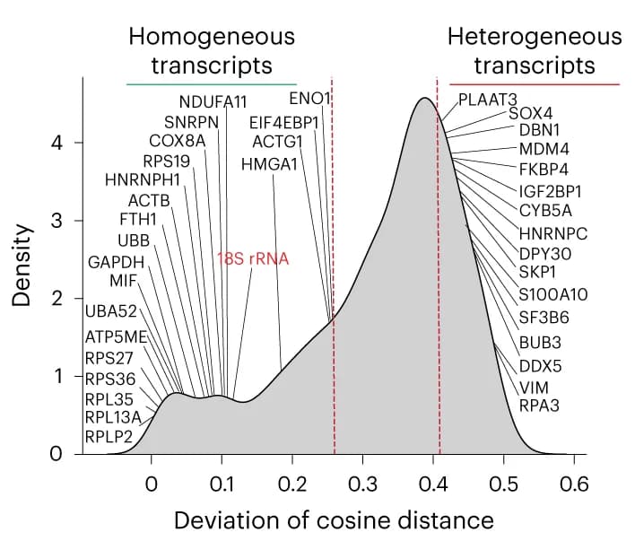 Open access visualization of Density Plot, Structural Heterogeneity, Transcript, hESCs, Genes