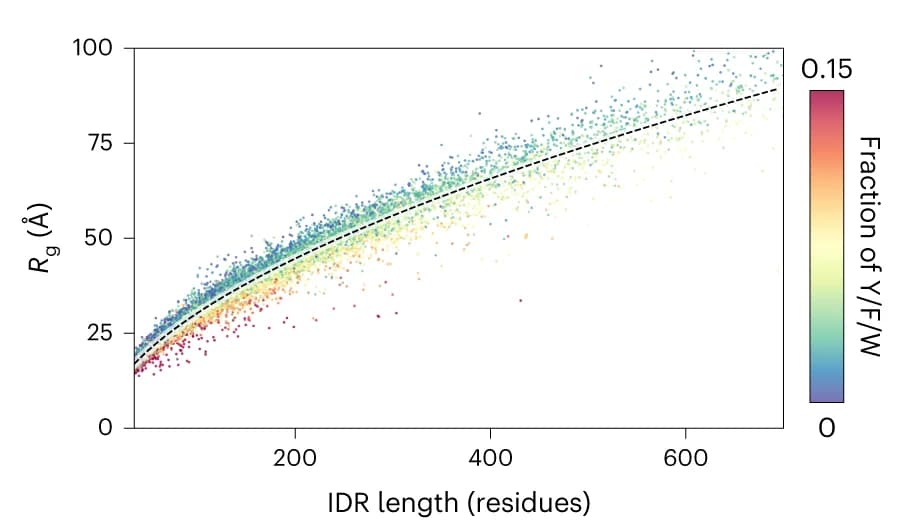 Open access visualization of Scatter Plot, Regression Plot, Mean, ALBATROSS radius of gyration, Sequence length