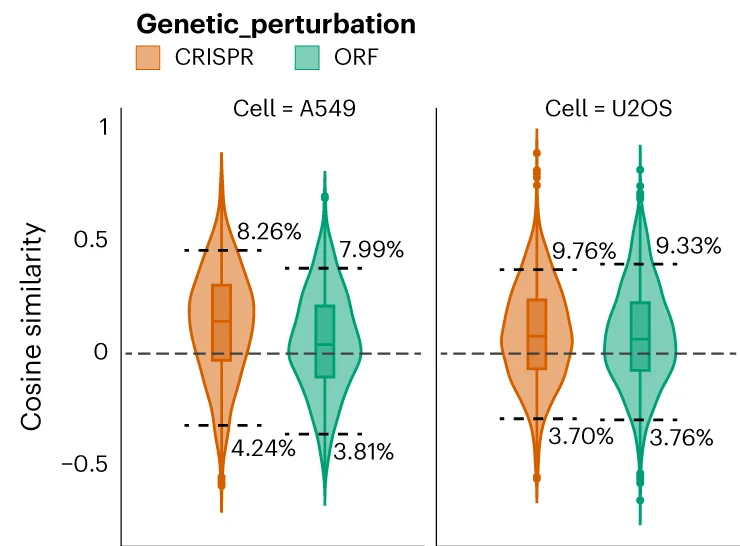 Open access visualization of Violin Plot, Box Plot, Cosine Similarity, Compounds, CRISPR