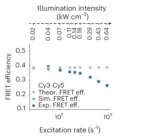Open access visualization of Scatter Plot, smFRET Efficiency, Cy3-Cy5, FRET Pairs, Forster Theory